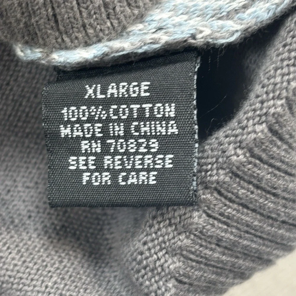Carbon Men's Quarter Zip Argyle 100% Cotton Sweater‎ Size XL